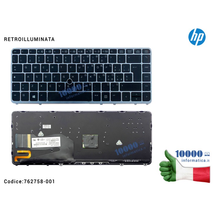 Tastiera Italiana Retroilluminata HP EliteBook 840 G1 840 G2 850 G1 850 G2 ZBook 14 (FRAME SILVER) SX142025A-IT 776475-061 NSK-C
