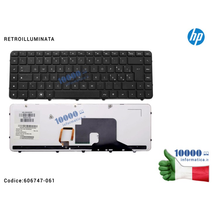 Tastiera Italiana Retroilluminata HP Pavilion DV6-3000 DV6-3100 DV6-3200 606747-061