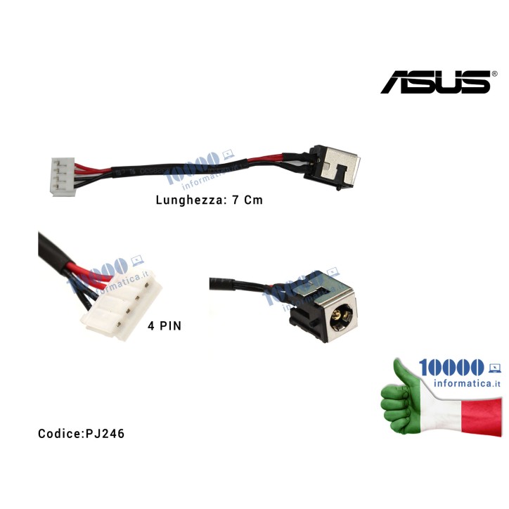 Connettore di Alimentazione DC Power Jack PJ246 ASUS K50 K60 P50 X5DC X50IJ K50IN K50AE K50ID K50IP K50IJ K70