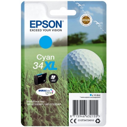 C13T34724010 C13T34724010 Epson Singlepack Cyan 34XL DURABrite Ultra Ink Epson Features DSE