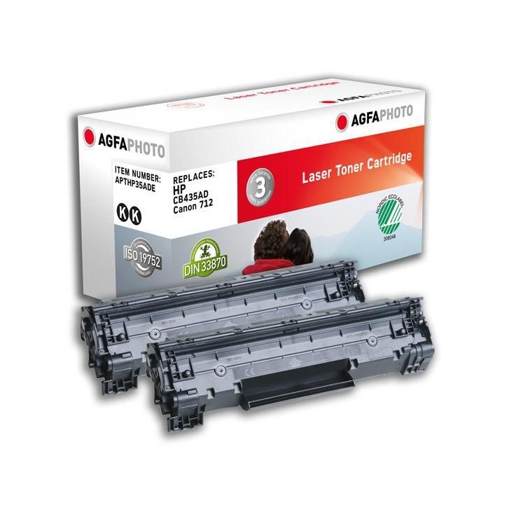 APTHP35ADE AgfaPhoto 2 x Laser cartridge replacement for HP CB435AD/ Canon 712, Black 1500 pagine
