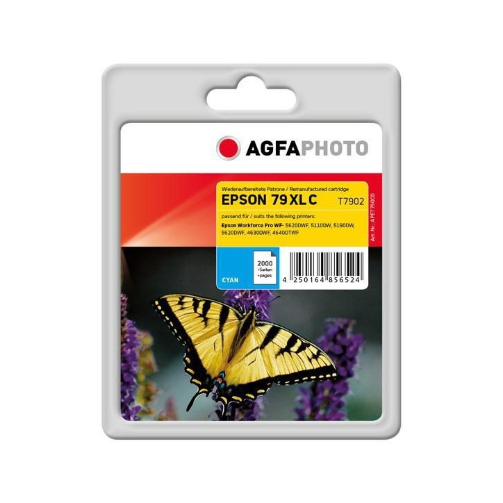 APET790CD AgfaPhoto Ink Cartridge for Epson WorkForce Pro WF-5620DWF, 2000 pages, Cyan Epson