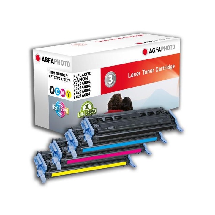 APTCEP707SETE AgfaPhoto 3x 2000, 2500 page yield, f/Canon, BK/C/M/Y 1