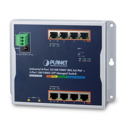 WGS-4215-8P2S WGS-4215-8P2S Planet Managed, 8-Port 10/100/1000T, 802.3at, PoE + 2x 100/1000X SFP Black