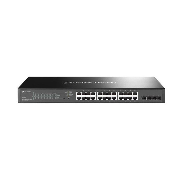 SG2428P Omada 24× 10/100/1000 Mbps PoE+ RJ45, 4× Gigabit SFP Slots, 56 Gbps, 8K MAC, 9 KB Jumbo, 440×220×44 mm TL-SG2428P CE, FC
