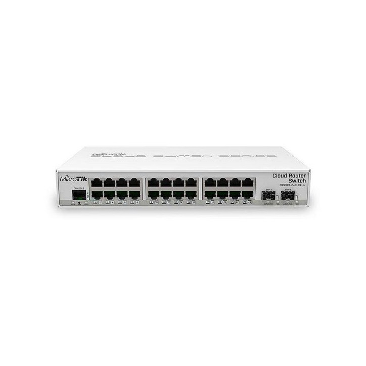 CRS326-24G-2S+IN MikroTik 24x 10/100/1000 Ethernet, 2x SFP+, Serial port RJ45, White CE/RED, EAC, ROHS