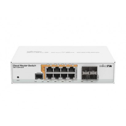 CRS112-8P-4S-IN CRS112-8P-4S-IN MikroTik 8x Gigabit Ethernet Smart Switch with PoE-out, 4x SFP cages, 400MHz CPU, 128MB RAM, ...