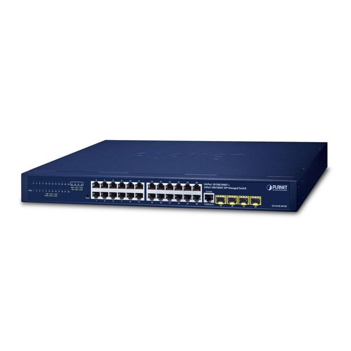 GS-4210-24T4S Planet 24-Port 10/100/1000T + 4-Port 100/1000X SFP Managed Gigabit Switch FCC Part 15 Class A, CE