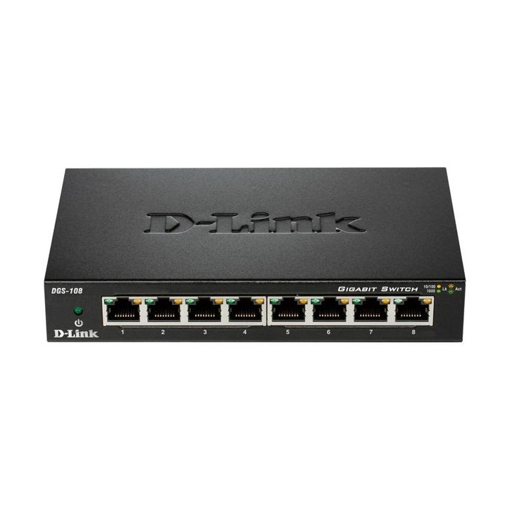 DGS-108GL/E D-Link 8 x 1000BASE-T Gigabit Ethernet, 10 Gbps, 4K MAC, 140 x 67 x 26 mm, without IGMP 4000 voci DGS-108GL/E D-Link 8 x 1000BASE-T Gigabit Ethernet, 10 Gbps, 4K MAC, 140 x 67 x 26 mm, without IGMP 4000 voci