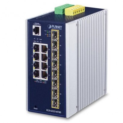 IGS-6325-8T8S IGS-6325-8T8S Planet Industrial L3 8-Port 10/100/1000T + 8-Port 1G/2.5G SFP Managed Ethernet Switch CE:/EN 6236...
