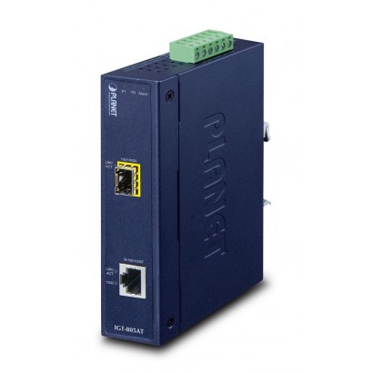 IGT-805AT Planet Industrial 10/100/1000BASE-T to 100/1000BASE-X SFP Media Converter FCC Part 15 Class A, CE
