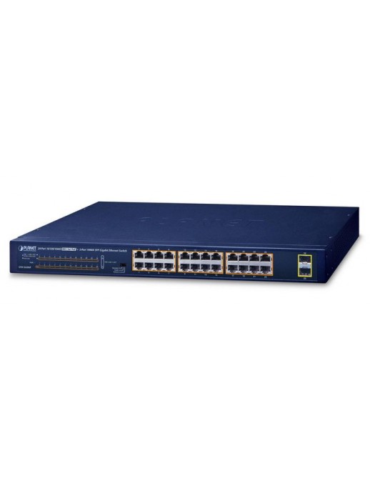 GSW-2620HP Planet 24 Port 10/100/1000T 802.3at PoE, 2 Port 1000X SFP, 52 Gbps, 38.6 Mpps, 2.85 kg 8000 voci