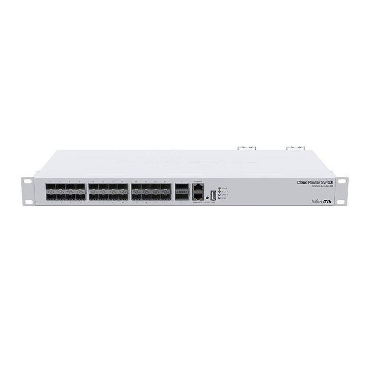 CRS326-24S+2Q+RM MikroTik 1 x 10/100 Ethernet port, 24 x SFP+, 2 x 40G QSFP+, Serial port RJ45, 1 x USB, 443 x 183 x 44 mm 80930