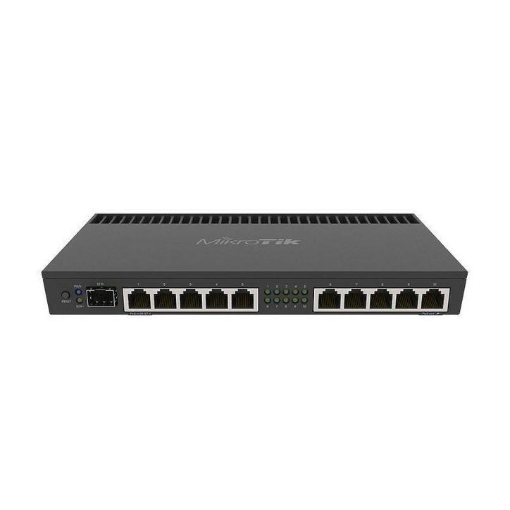 RB4011IGS+RM MikroTik 10 x Gigabit LAN, 1 x SFP+, Quad Core CPU (1.4 GHz), RouterOS, 1GB (RAM), 512MB (ROM), PoE, Serial port (R