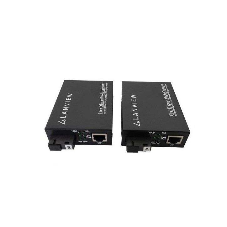 LVN-MED-SC-1000BASE-X-2 Lanview Pair 1-Port 10/100/1000X SC to 1-Port 10/100/1000T 802.3x Media Converter CE, FCC, Rohs