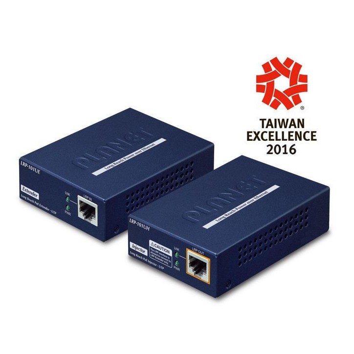 LRP-101U-KIT Planet 1-Port Long Reach PoE over UTP Extender Kit (LRP-101UH + LRP-101UE) FCC Part 15 Class A, CE