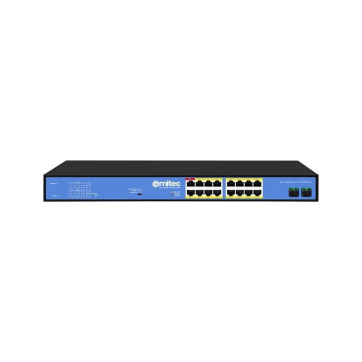 ELECTRA-U16-1GB-285W Ernitec Unmanaged Intelligent 16 PoE Gigabit RJ45 ports, 2 Gigabit SFP ports