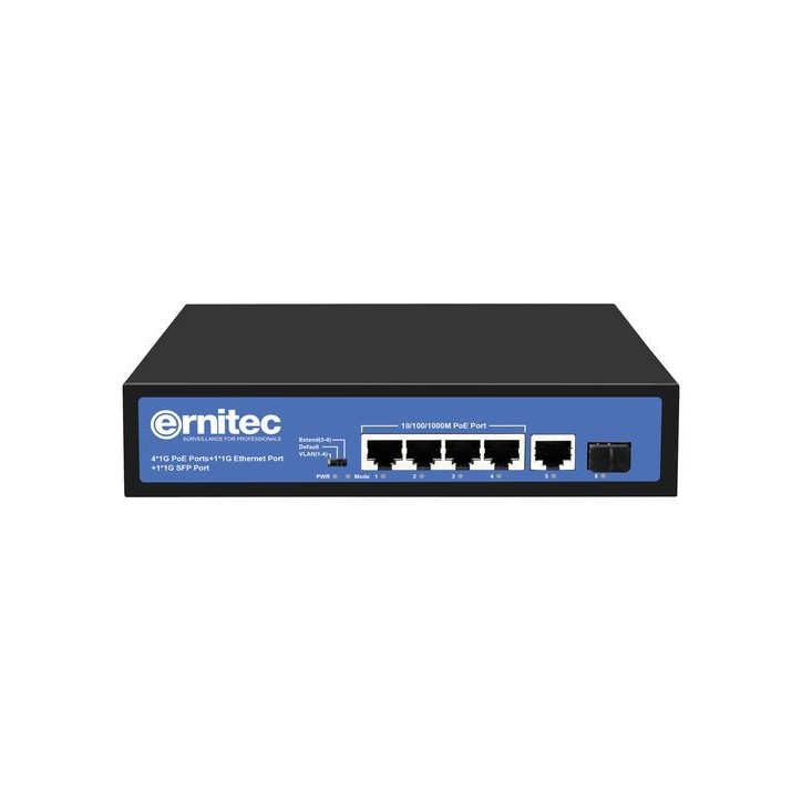 ELECTRA-U04-1GB-60W Ernitec Unmanaged , 4 x 1000Mbps PoE Ports, 1 x 1000Mbps RJ45 Port, 1 x 1000Mbps SFP port ELECTRA-U04-1GB-60W Ernitec Unmanaged , 4 x 1000Mbps PoE Ports, 1 x 1000Mbps RJ45 Port, 1 x 1000Mbps SFP port
