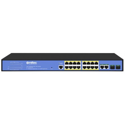 ELECTRA-M16-1GB-285W ELECTRA-M16-1GB-285W Ernitec Managed Layer 2+ Switch, 16 Gigabit ports, 2 Gigabit SFP ports, 2 x Gigabit...
