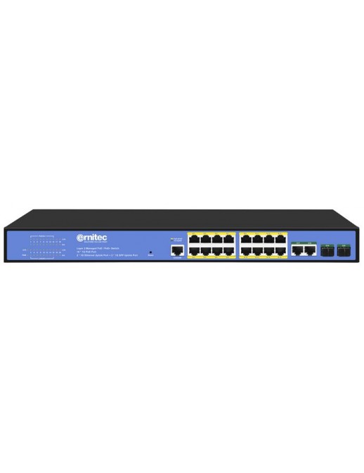 ELECTRA-M16-1GB-285W Ernitec Managed Layer 2+ Switch, 16 Gigabit ports, 2 Gigabit SFP ports, 2 x Gigabit RJ45 ports