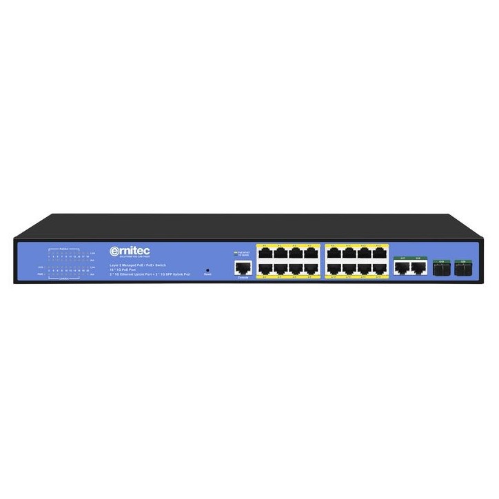 ELECTRA-M16-1GB-285W Ernitec Managed Layer 2+ Switch, 16 Gigabit ports, 2 Gigabit SFP ports, 2 x Gigabit RJ45 ports ELECTRA-M16-1GB-285W Ernitec Managed Layer 2+ Switch, 16 Gigabit ports, 2 Gigabit SFP ports, 2 x Gigabit RJ45 ports