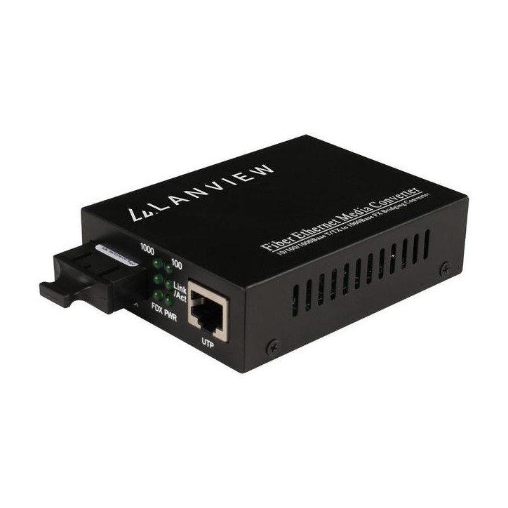 LVN-MED-SC-1000BASE-X Lanview 1-Port 10/100/1000X SC to 1-Port 10/100/1000T 802.3x Media Converter CE, FCC, Rohs