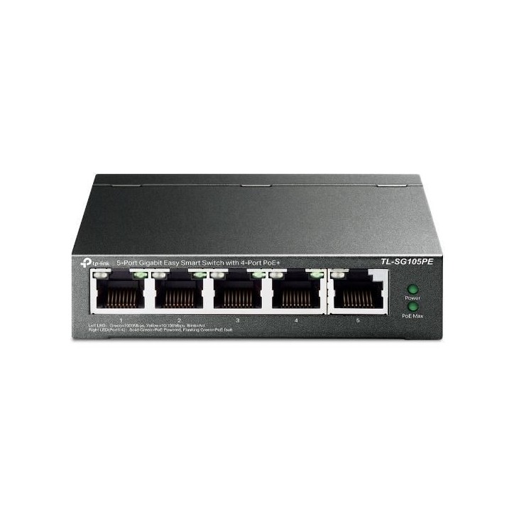 TL-SG105PE Omada 5x 1G RJ-45, PoE, 10 Gbps, 7.44 Mpps, VLAN, QoS, 99.8x98x25 mm FCC, CE, RoHS