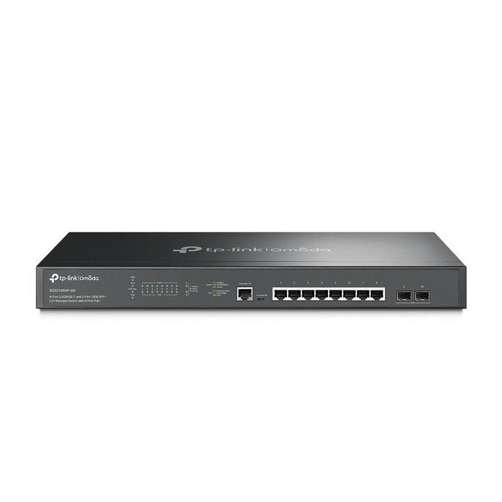 SG3210XHP-M2 Omada 8× 100/1000/2500 Mbps RJ45, 2× 10G SFP+ Slots, RJ45/Micro-USB, 80 Gbps, 16 K MAC, 9 KB Jumbo, 440 x 180 x 44 