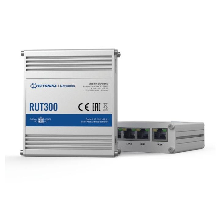 RUT300000000 Teltonika Networks RUT300 INDUSTRIAL ETHERNET ROUTER Aluminium