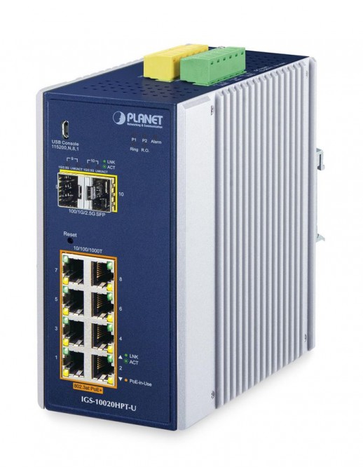 IGS-10020HPT-U Planet DIN-Rail L2+/L3 Manageable Industrial Gigabit POE Switch e-Mark/FCC Part 15 Class A, CE