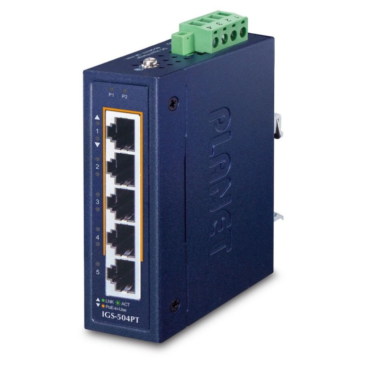 IGS-504PT Planet Compact Industrial 4-Port 10/100/1000T 802.3at PoE + 1-Port 10/100/1000T Ethernet Switch FCC Part 15 Class A, C