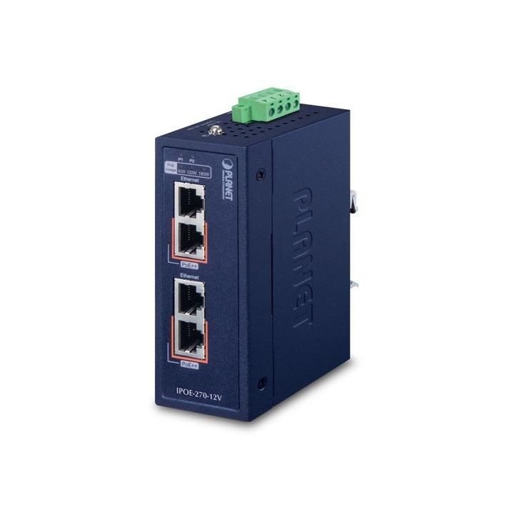 IPOE-270-12V Planet 4x 2.5G/5G RJ-45, DIN, PoE, 12V, IP30, 41x70x115 mm FCC 15 A, CE IPOE-270-12V Planet 4x 2.5G/5G RJ-45, DIN, PoE, 12V, IP30, 41x70x115 mm FCC 15 A, CE
