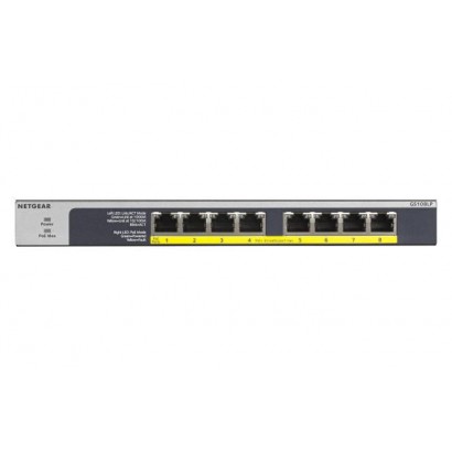GS108LP-100EUS Netgear 8x 10/100/1000Mbps Gigabit Ethernet, 8 PoE+ ports, up to 30W per port, 60W...