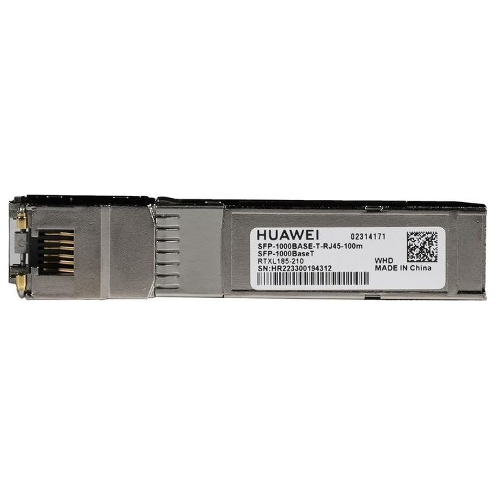 SFP-1000BASET HUAWEI eKit SFP, RJ-45, Gigabit Ethernet, 100m 02314171 NONE - Only use for non-battery items SFP-1000BASET HUAWEI eKit SFP, RJ-45, Gigabit Ethernet, 100m 02314171 NONE - Only use for non-battery items