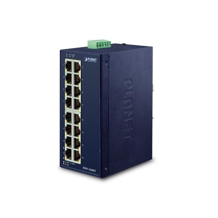 ISW-1600T Planet Industrial 16-Port 10/100TX Fast Ethernet Switch 16000 voci