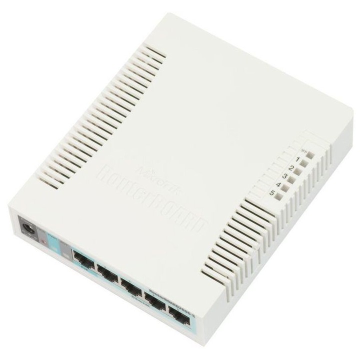 CSS106-5G-1S MikroTik 5 x Ethernet, PoE in, SFP ports, 6 W, 6 - 31 V, 212 g, MikroTik SwOS 10047, 767699