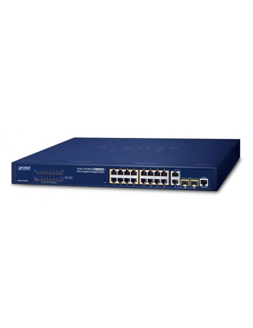FGSW-1816HPS Planet 16-Port 10/100TX 802.3at PoE + 2-Port Gigabit TP/SFP Combo Managed Ethernet Switch FCC Part 15 Class A, CE