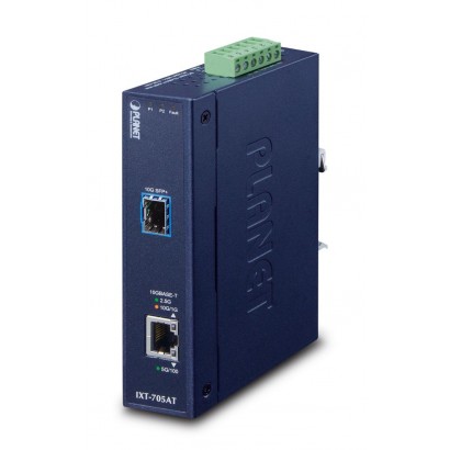 IXT-705AT IXT-705AT Planet Industrial 10G/5G/2.5G/1G/100M Copper to 10GBASE-X SFP+ Media Converter FCC Part 15 Class A, CE