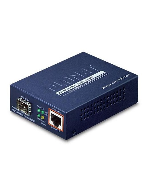 GTP-805A-UK Planet 100/1000BASE-X to 10/100/1000BASE-T PoE+ Media Converter GTP-805A FCC Part 15 Class A, CE