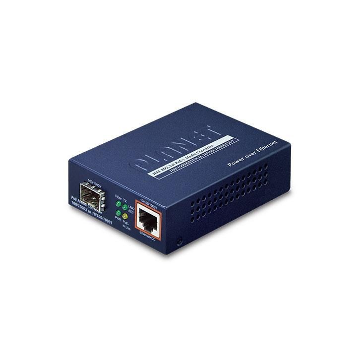 GTP-805A-UK Planet 100/1000BASE-X to 10/100/1000BASE-T PoE+ Media Converter GTP-805A FCC Part 15 Class A, CE