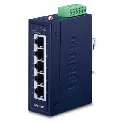 ISW-500T ISW-500T Planet Industrial 5-Port 10/100TX Compact Ethernet Switch FCC Part 15 Class A, CE Features DSE