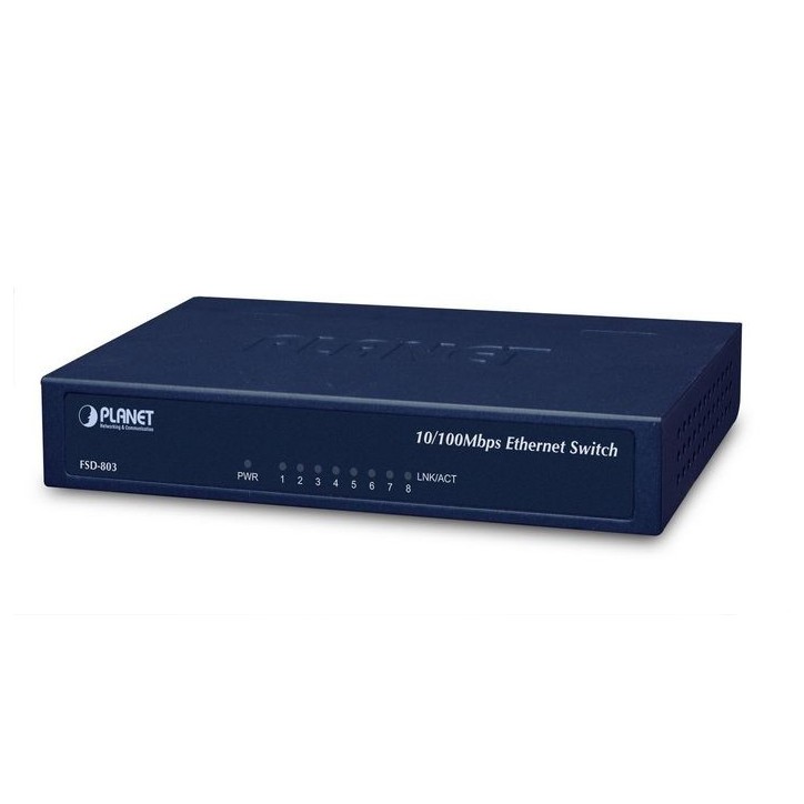FSD-803 Planet 8x RJ-45 Ports, 10/100Mbps Fast Ethernet, 4.3W, 325g FCC Part 15 Class B, CE