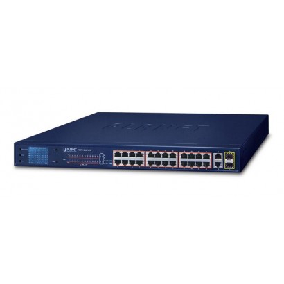 FGSW-2622VHP FGSW-2622VHP Planet 24-Port 10/100TX 802.3at PoE + 2-Port Gigabit TP + 2-Port SFP Ethernet Switch with LCD PoE M...