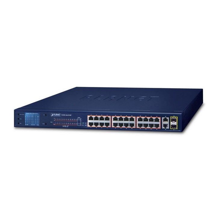 FGSW-2622VHP Planet 24-Port 10/100TX 802.3at PoE + 2-Port Gigabit TP + 2-Port SFP Ethernet Switch with LCD PoE Monitor FCC Part FGSW-2622VHP Planet 24-Port 10/100TX 802.3at PoE + 2-Port Gigabit TP + 2-Port SFP Ethernet Switch with LCD PoE Monitor FCC Part