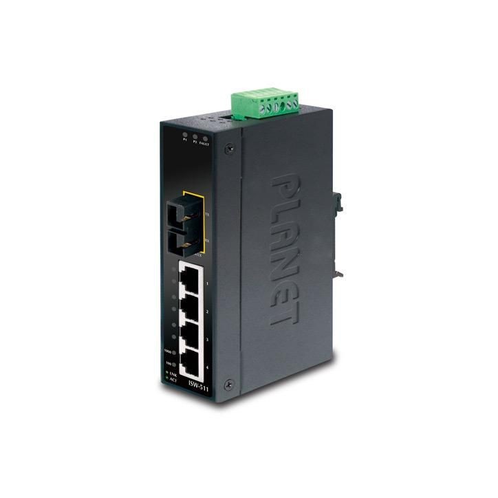 ISW-511 Planet Unmanaged Industrial Ethernet Switch, 4 x Fast Ethernet RJ-45, 1 x 100FX, Multi-Mode, 2km Max FCC, CE/UL, cUL ISW-511 Planet Unmanaged Industrial Ethernet Switch, 4 x Fast Ethernet RJ-45, 1 x 100FX, Multi-Mode, 2km Max FCC, CE/UL, cUL