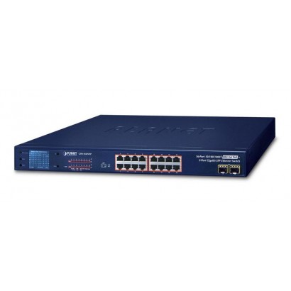 GSW-1820VHP GSW-1820VHP Planet 16 x RJ-45, 2 x SFP, PoE, IEEE 802.3at/af/802.3/802.3u/802.3ab/802.3z, 3.3 kg, 330 W, 100 - 24...