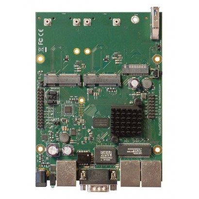 RBM33G RBM33G MikroTik MT7621A 880 MHz, PoE, 19 W, 3 x 10/100/1000 Ethernet ports, 2 x Mini SIM, M.2, MiniPCI-e slots x 2, US...