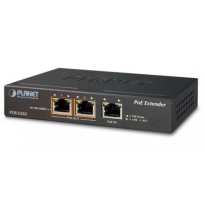 POE-E202 POE-E202 Planet 1-Port 802.3at PoE+ to 2-Port 802.3af/at Gigabit PoE Extender FCC Part 15 Class A, CE Features DSE