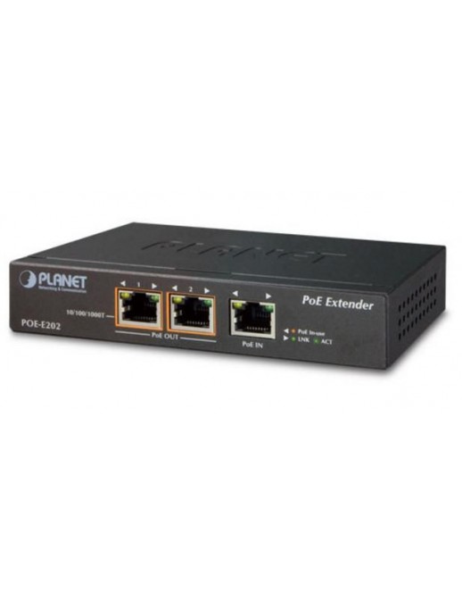 POE-E202 Planet 1-Port 802.3at PoE+ to 2-Port 802.3af/at Gigabit PoE Extender FCC Part 15 Class A, CE