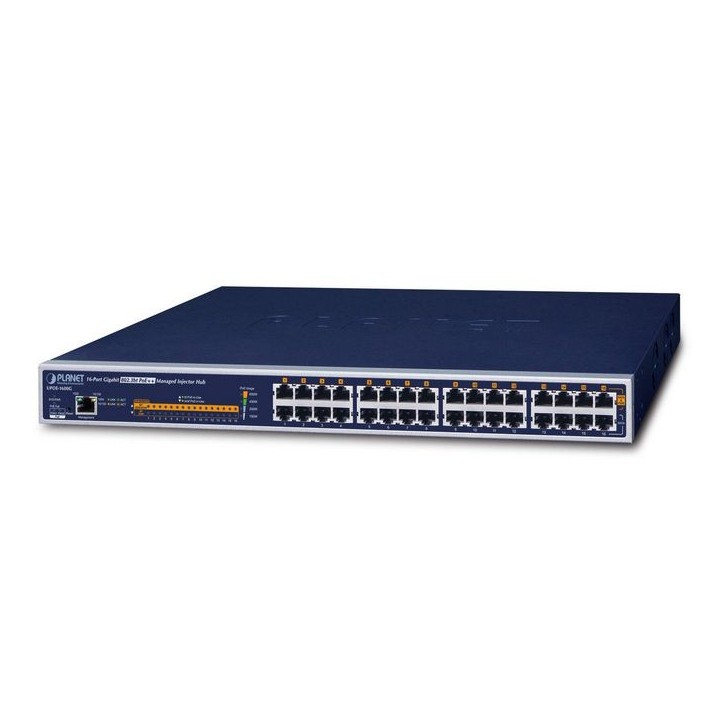 UPOE-1600G Planet 16 x RJ45, PoE/PoE+, MDI/MDI-X, 10/100/1000BASE-T, 100-240 V, 50 - 60 Hz, 8 A, 3 x fan, 440 x 300 x 44.5 mm, 1